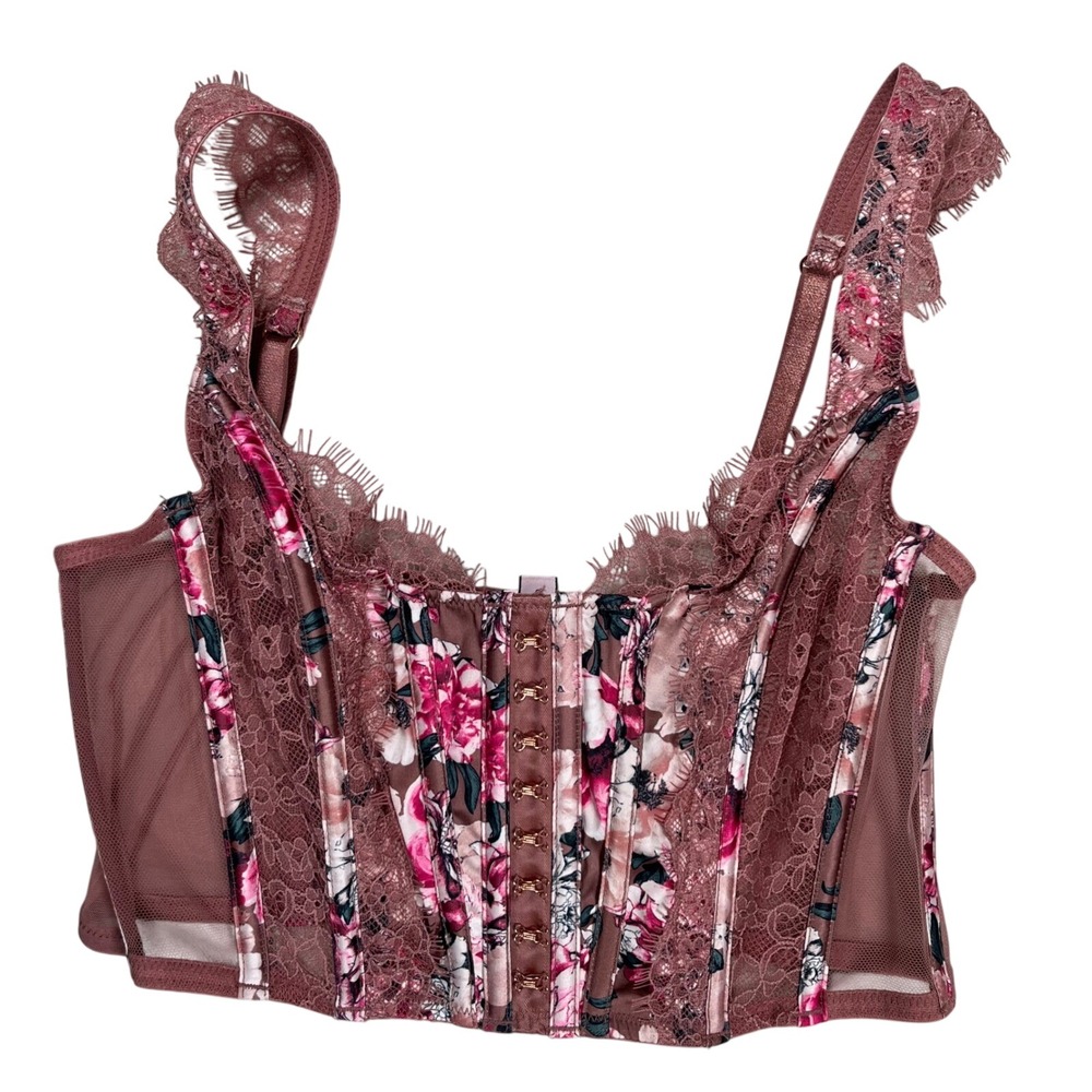Victoria's Secret Dream Angels Corset Women Sz S Multi Floral Lace Boning Top‎